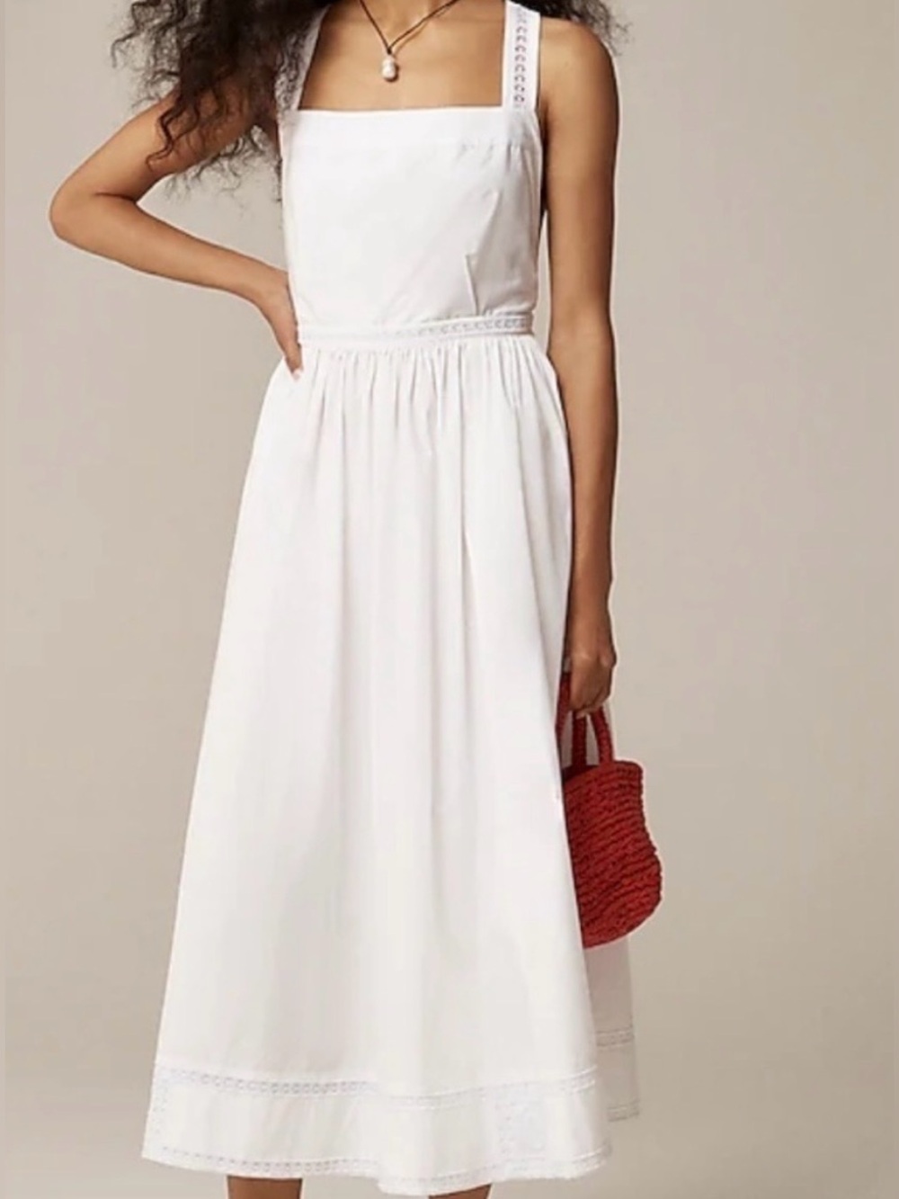 JCrew embroidered White Apron Dress